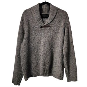 COACH Merino Wool Blend Shawl Collar Sweater M Leather Elbow Patches Preppy